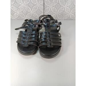 Wonder Nation Big Girls Black Braided Gladiator Sandals sz 4